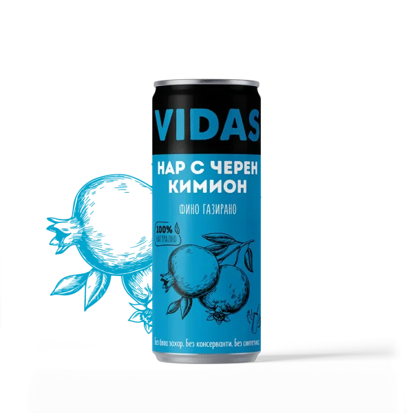 Фино газиран VIDAS Нар с черен кимион, 250 мл, кен